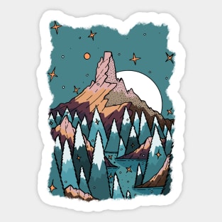 A lake by the peak Sticker